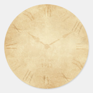 Sepia Clock Face Steampunk Classic Round Sticker