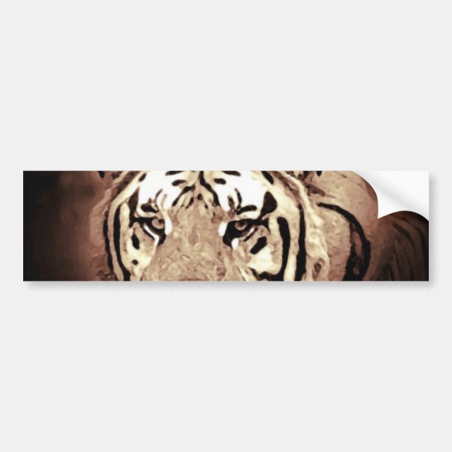 Sepia Close-up Tiger Eyes Bumper Sticker (Front)
