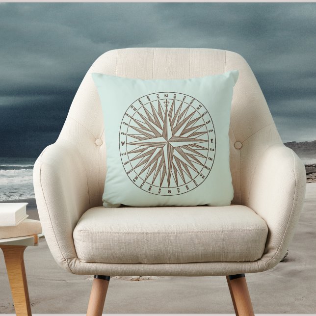 Sepia Compass Rose on Light Vintage Green Cushion (Creator Uploaded)