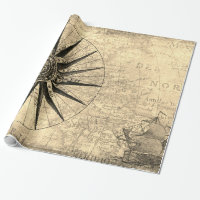 Sepia Compass Sailing Ship Discovery Age World Map