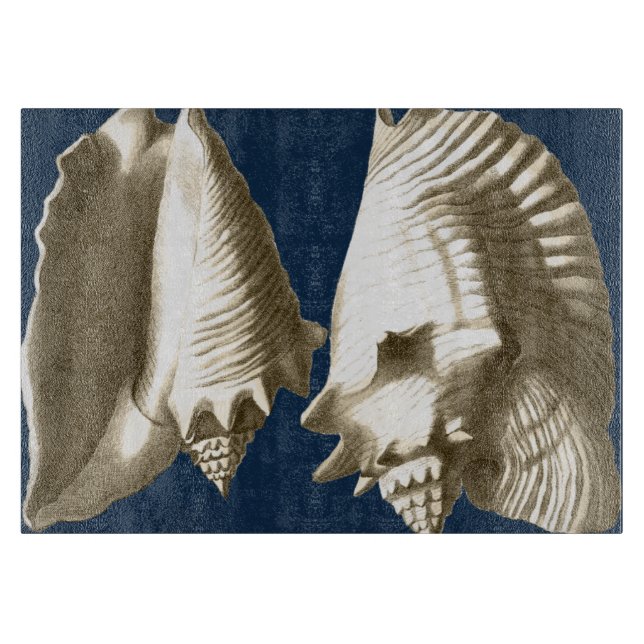Sepia Conch Seashells Cutting Board (Front)