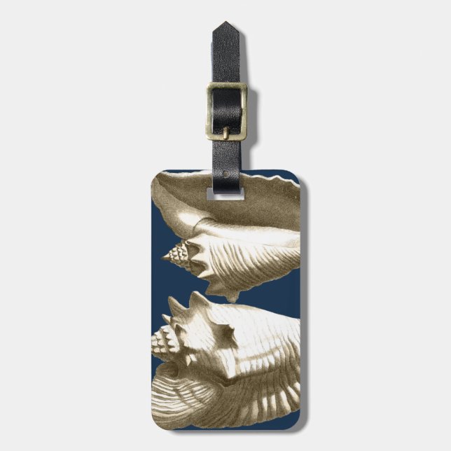 Sepia Conch Seashells Luggage Tag (Front Vertical)