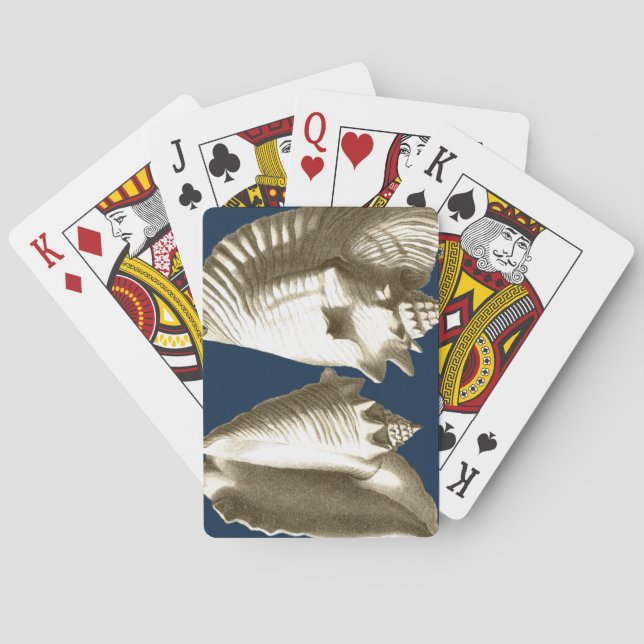 Sepia Conch Seashells Playing Cards (Back)