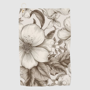 Sepia Cottagecore Floral Garden Cream Vintage Golf Towel