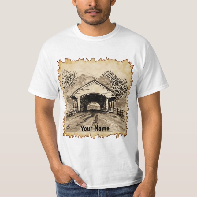 Sepia Covered Bridge  t-shirt (Front)