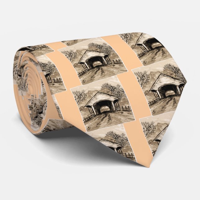 Sepia Covered Bridge Tie (Rolled)