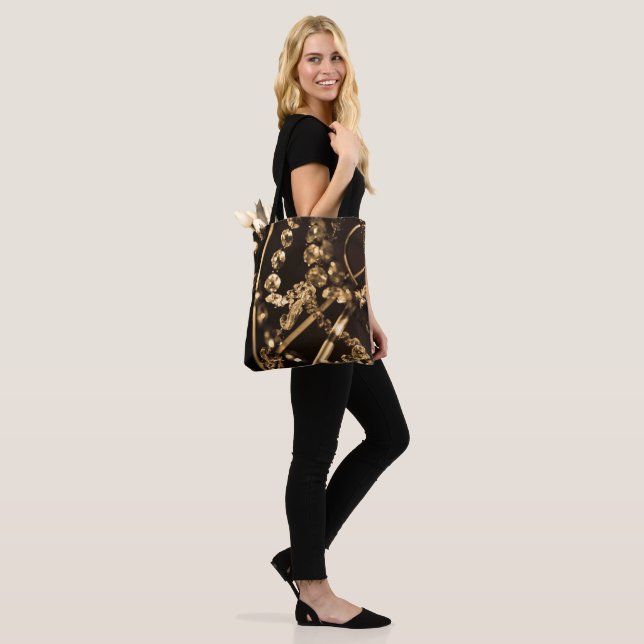 Sepia Crystal Chandelier Tote Bag (On Model)