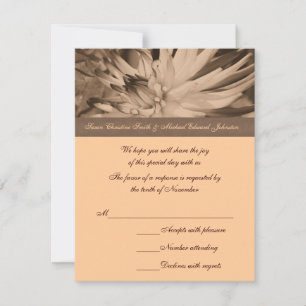 Sepia Dahlia Flower Wedding  RSVP Card