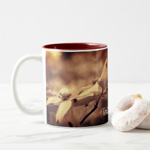 Sepia Dogwood Flowers Personalised  Two-Tone Coffee Mug