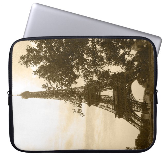 Sepia Eiffel Tower Laptop Sleeve (Front)