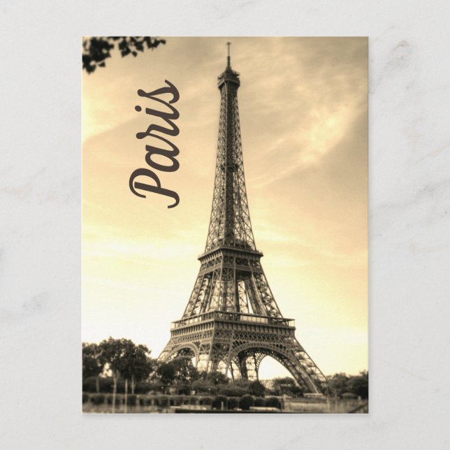 Sepia Eiffel Tower Paris Europe Travel Photo Postcard (Front)