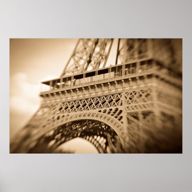 Sepia Eiffel Tower, Paris, France Poster (Front)