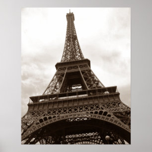 Sepia Eiffel Tower Paris Poster