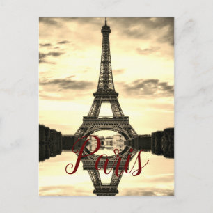 Sepia Eiffel Tower Paris Vintage European Travel Postcard