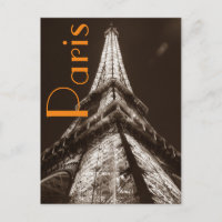 Sepia Eiffel Tower Romance Night Paris France