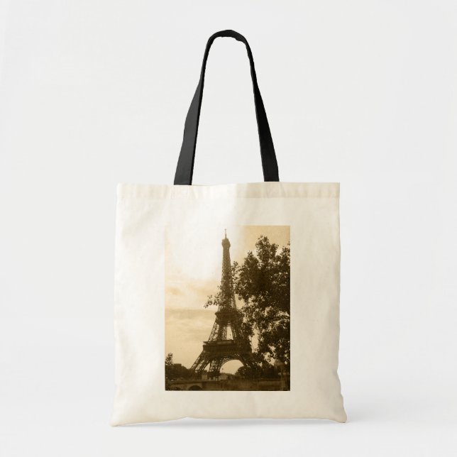 Sepia Eiffel Tower Tote Bag (Front)