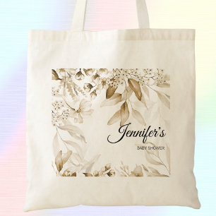 Sepia Elegant Fine Art Florals Boho Baby Shower Tote Bag