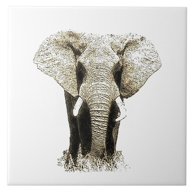Sepia Elephant Tile (Front)