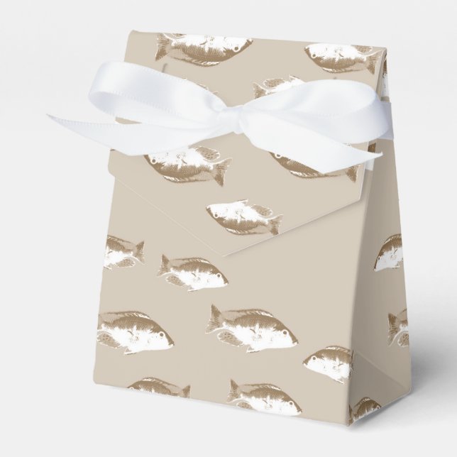 Sepia fish favour box (Front Side)