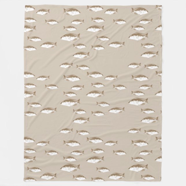 Sepia fish fleece blanket (Front)