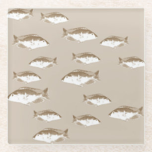 Sepia fish glass coaster