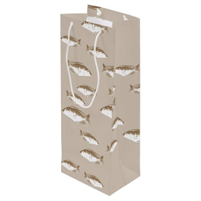 Sepia fish wine gift bag (Back Angled)