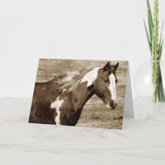 Sepia Flashy Mare, Birthday Card (Front)