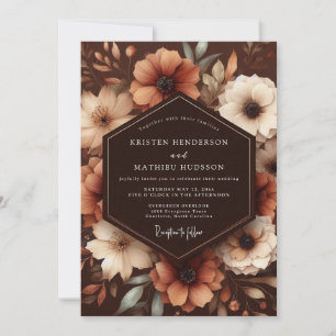 Sepia Floral Autumn Wedding Invitation