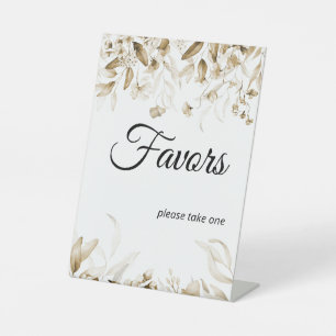 Sepia Floral Boho Baby Shower Favour Tablescape Pedestal Sign