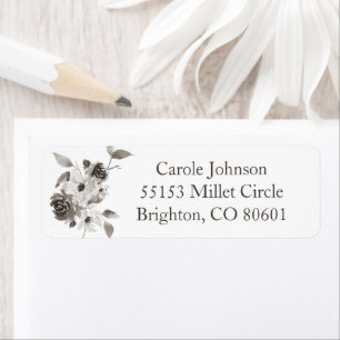 Sepia Floral Return Address Label
