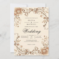 Sepia Floral Scroll Arch Wedding