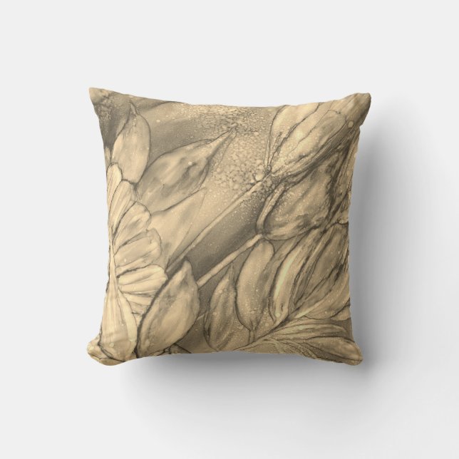Sepia Florals Cushion (Front)