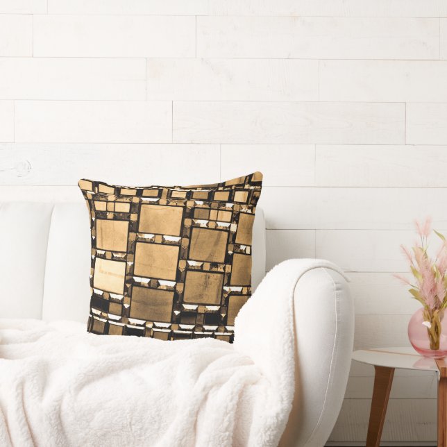 Sepia Geometric Mirror Pattern Cushion (Couch)