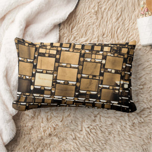 Sepia Geometric Mirror Pattern Lumbar Cushion