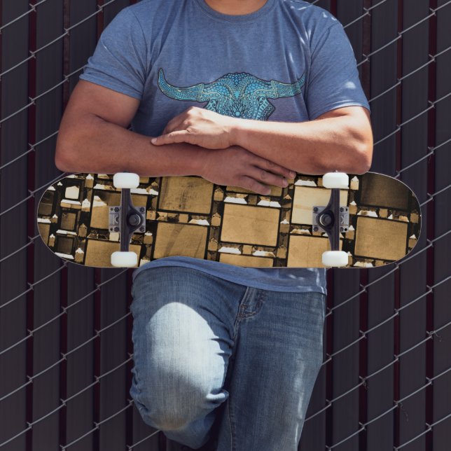 Sepia Geometric Mirrors Pattern Skateboard (Outdoor 3)