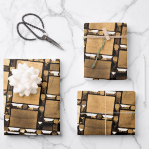 Sepia Geometric Mirrors Pattern Wrapping Paper Sheet