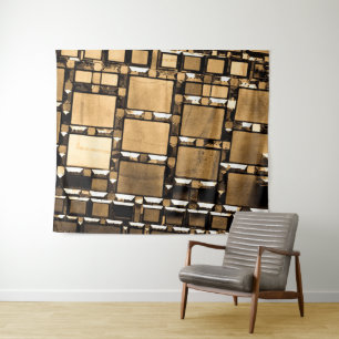 Sepia Geometric Mirrors Tapestry