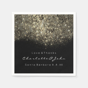 Sepia Gold Glitter Black White Confetti Sequin Napkin