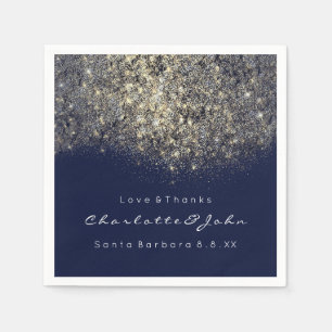 Sepia Gold Glitter Blue Navy Confetti Sequin Napkin