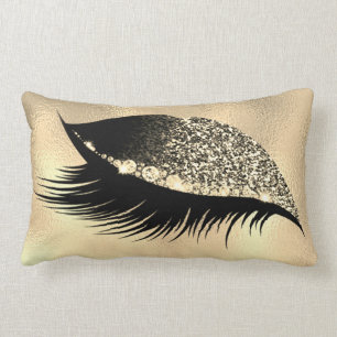 Sepia Gold Glitter Sleep Makeup Eyes Lash Left Lumbar Cushion