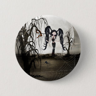 Sepia Goth Girl 6 Cm Round Badge