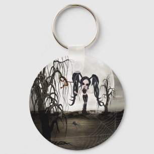 Sepia Goth Girl Key Ring
