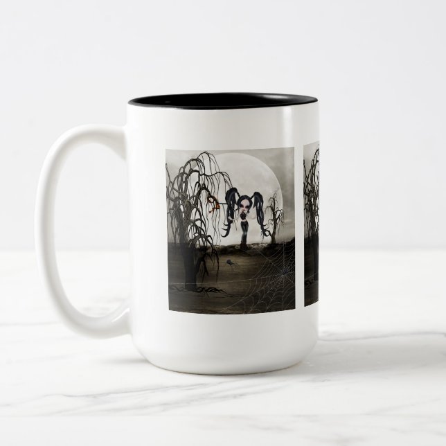 Sepia Goth Girl Two-Tone Coffee Mug (Left)