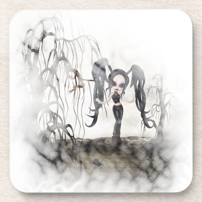 Sepia Goth Girl Vignette Coaster (Front)