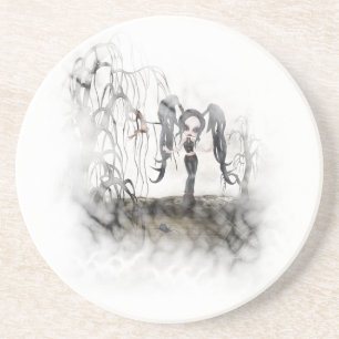 Sepia Goth Girl Vignette Coaster