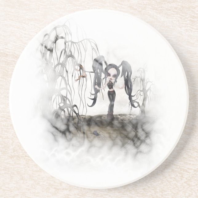 Sepia Goth Girl Vignette Coaster (Front)