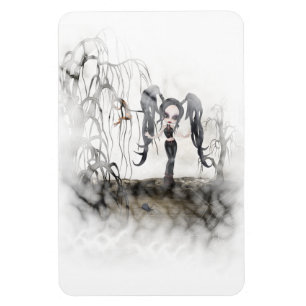 Sepia Goth Girl Vignette Magnet
