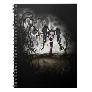 Sepia Goth Girl Vignette Spiral Notebook