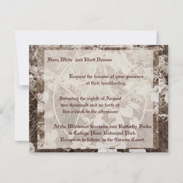 Sepia Grapevine Wedding/Handfasting Pentacle Suite Invitation (Front)