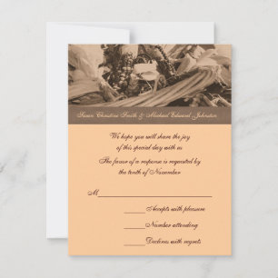 Sepia Indian Corn Basket Wedding  RSVP Card